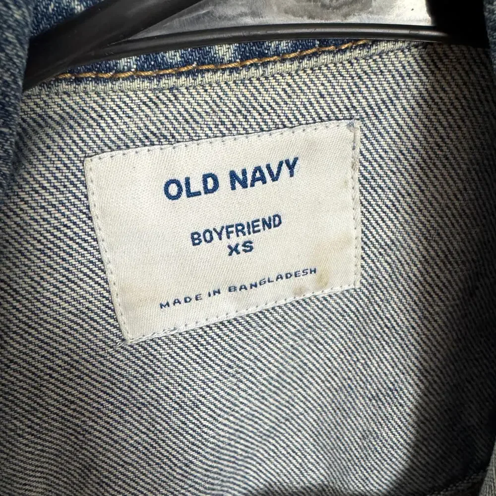 Old Navy Boyfriend Button Up Denim Blue Long Sleeve Jean Jacket US Womens XS - Picture 4 of 6
